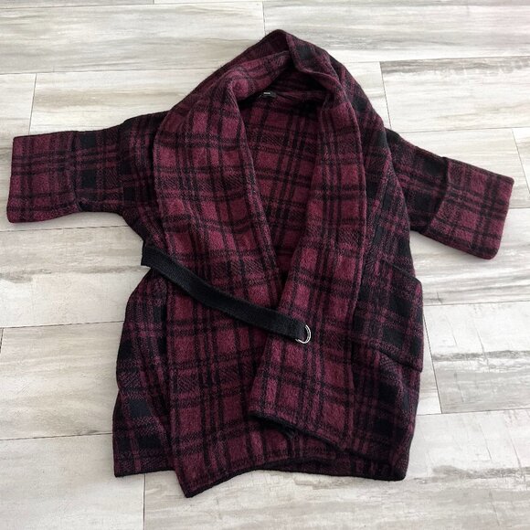 Diesel Red & Black Wool Coat Authentic Women - Picture 1 of 9